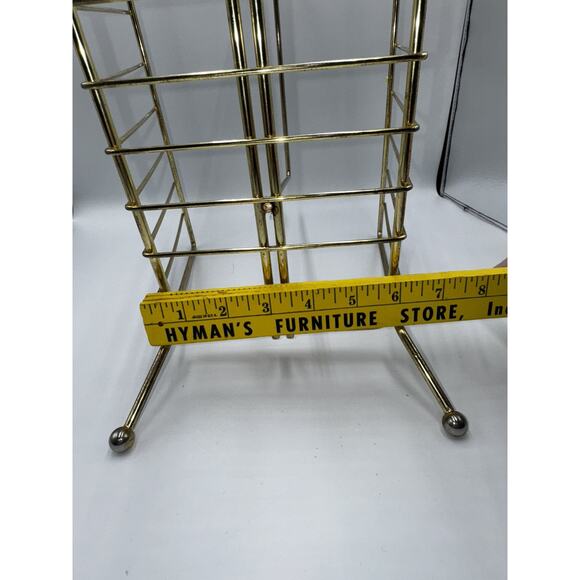 MCM Gold Tone Metal Magazine Rack - 15” H X 16 L X 9” W (approximately) - Picture 15 of 16